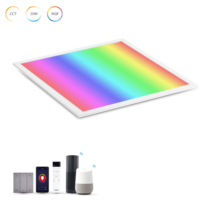 Smart Wifi Dimmable CCT RGB Full Spectrum Cri95 Cri98 High Cri Panel 595x595mm 2x4 Led Square Panel Led Light