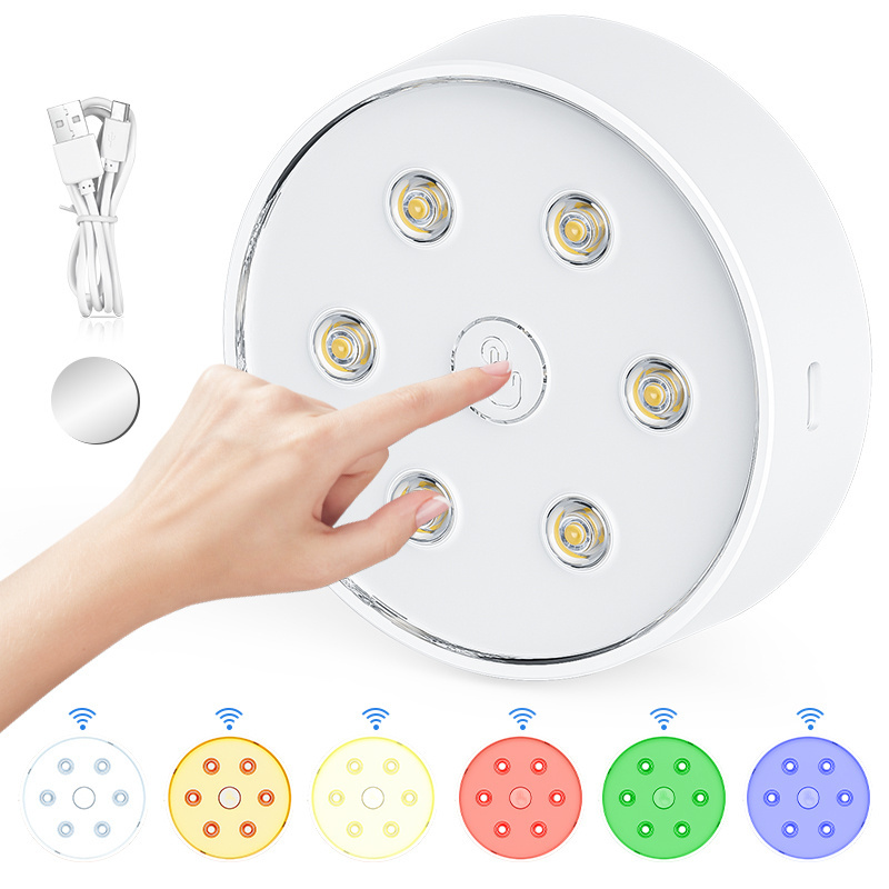 USB Rechargeable Magnetic Wall Motion Sensor Night Lamp Wireless Closet Lights, Under Cabinet Touch LED Puck Lights