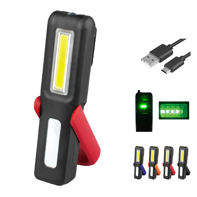 portable magnetic base usb rechargeable cob led work light super bright car emergency light  torch light flashlight