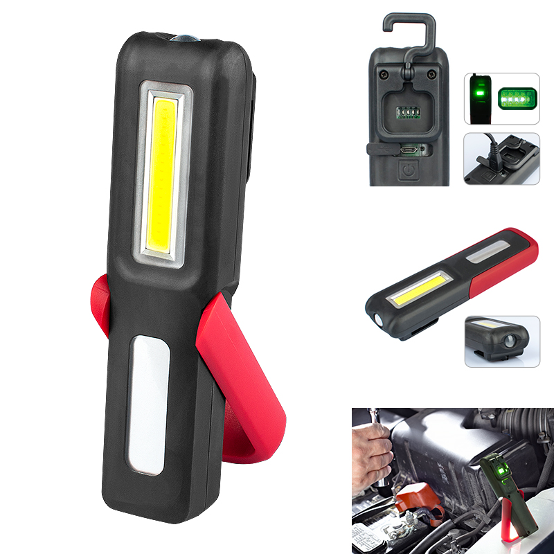 portable magnetic base usb rechargeable cob led work light super bright car emergency light  torch light flashlight