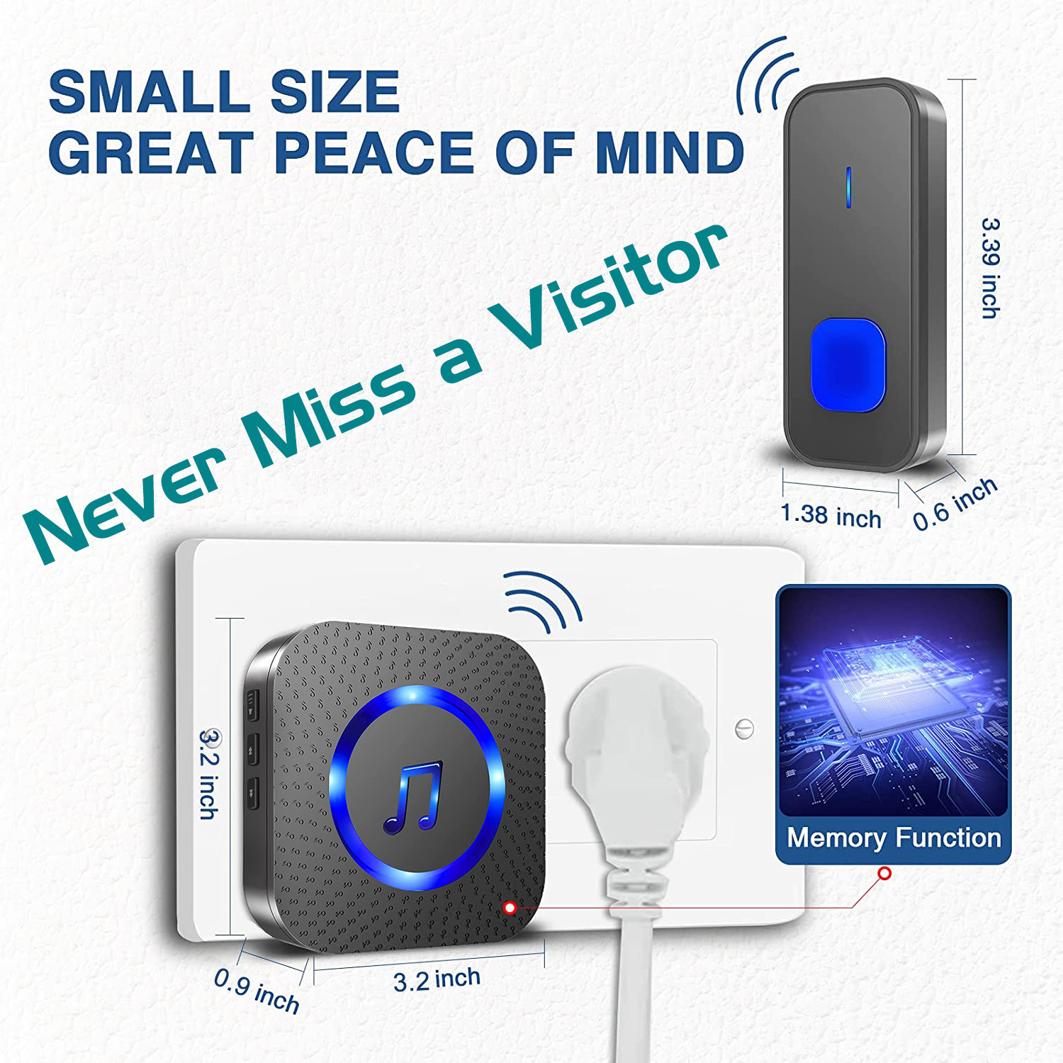 Smart Wireless Doorbell Waterproof 300M RANGE EU UK US Plug smart Door Bell ring Chime battery 110V-260V