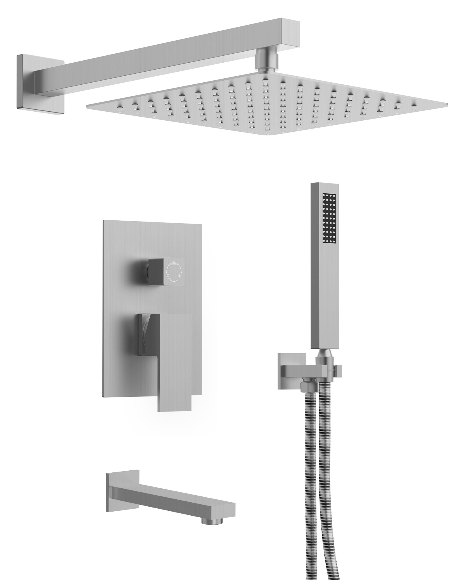 EVERSTEIN USA Warehouse 48 Delivery Rain Bath Shower Set Bathroom Chrome Brass Modern Contemporary