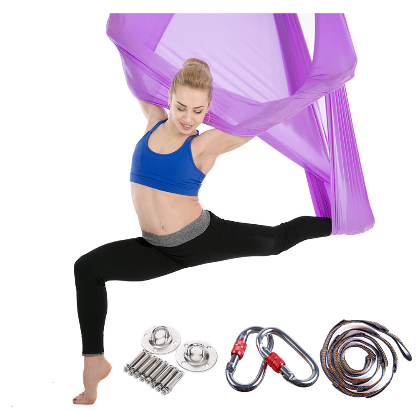 Aerial Yoga Swing/Sling Kit/Trapeze for Back Pain Relief, Antigravity Yoga Hammock