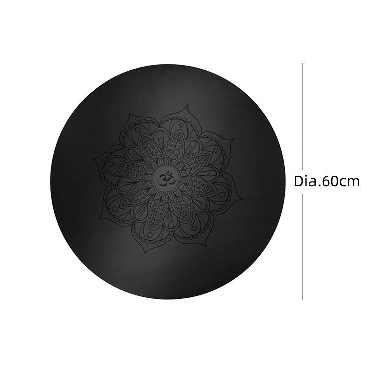 Natural Rubber PU Round Yoga Mat Eco Friendly Black Printing Yoga Mat