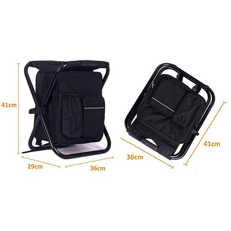 Outdoor Hiking Camping Foldable Fishing Chair 3 in 1 Cooler Bags Food Delivery Cooler Insulated Backpack Fish Rucksack