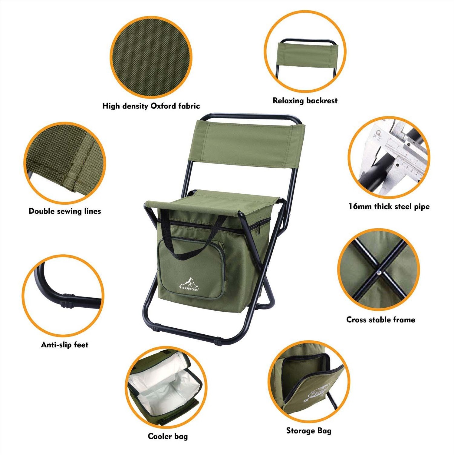 Outdoor Hiking Camping Compact Fishing Stool Foldable Camping Chair Cooler Bag