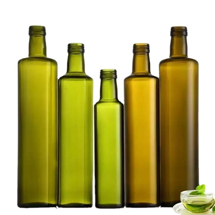 Factory Square Round Green 250ml 500ml 750ml 1000ml Hot sale luxury glass olive oil bottle