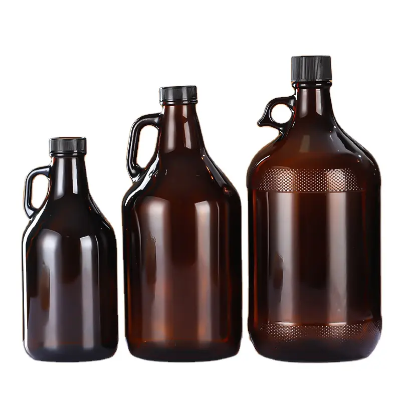 Wholesale 1L 2L 4L Large Capacity Water Amber Glass Wine Beer Growler Half Gallon Jugs Bottles Glass Wine Jars Glass Bottles