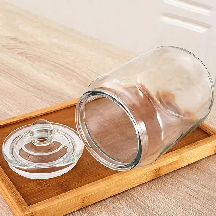 Clear Round Storage Container Wide Mouth Gallon Round Glass Cookie Coffee Pasta Food Storage Jar With Airtight Glass Lid