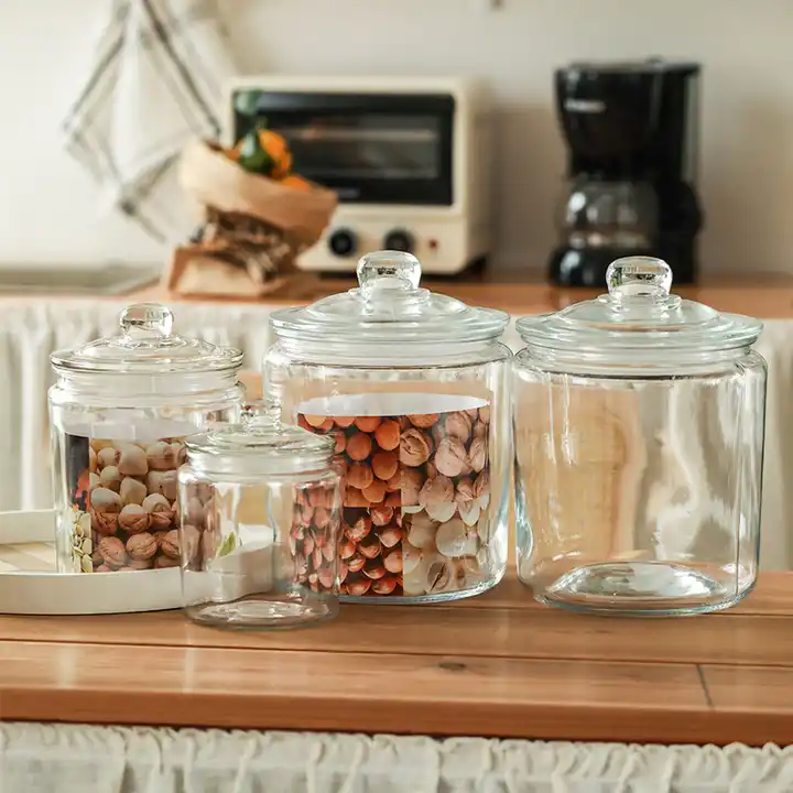 Clear Round Storage Container Wide Mouth Gallon Round Glass Cookie Coffee Pasta Food Storage Jar With Airtight Glass Lid