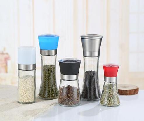 spice glass bottle with grinder for Pepper Salt Spice  Manual Mini Grinder for Kitchen