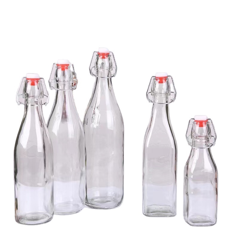 Factory Price 330ml 500ml 750ml clear amber glass beer bottles with swing top