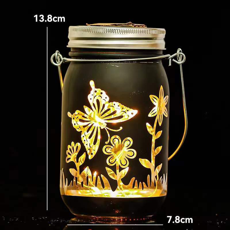 LED solar powered outdoor lights glass mason jar lights hanging lantern for decoration wedding camping