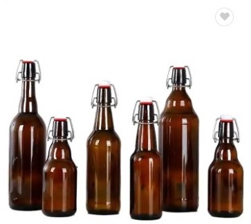 330ml Amber Glass Beer Bottle Sealed Buckle Empty Soda Bottle with swing top