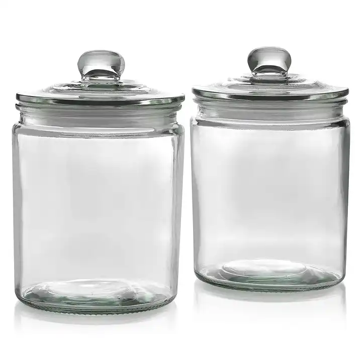 Clear Round Storage Container Wide Mouth Gallon Round Glass Cookie Coffee Pasta Food Storage Jar With Airtight Glass Lid