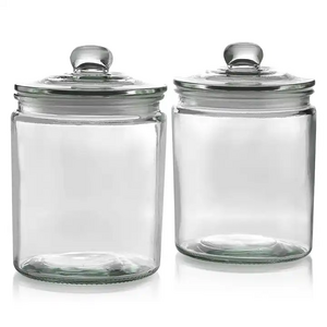 Clear Round Storage Container Wide Mouth Gallon Round Glass Cookie Coffee Pasta Food Storage Jar With Airtight Glass Lid