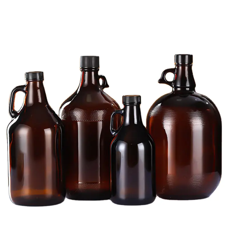 Wholesale 1L 2L 4L Large Capacity Water Amber Glass Wine Beer Growler Half Gallon Jugs Bottles Glass Wine Jars Glass Bottles