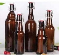 330ml Amber Glass Beer Bottle Sealed Buckle Empty Soda Bottle with swing top