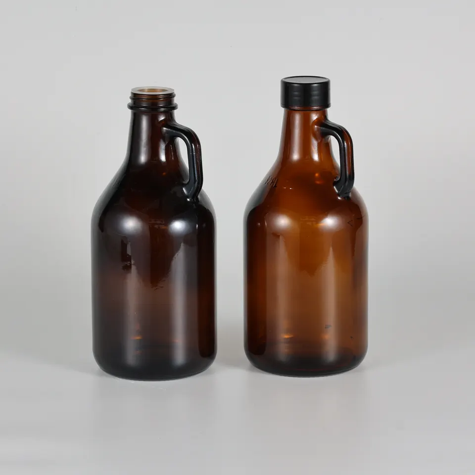 Wholesale 1L 2L 4L Large Capacity Water Amber Glass Wine Beer Growler Half Gallon Jugs Bottles Glass Wine Jars Glass Bottles