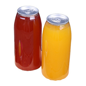 350ml 500ml 600ml PET empty soda milk beverage soft energy drink plastic can with aluminum easy open lid