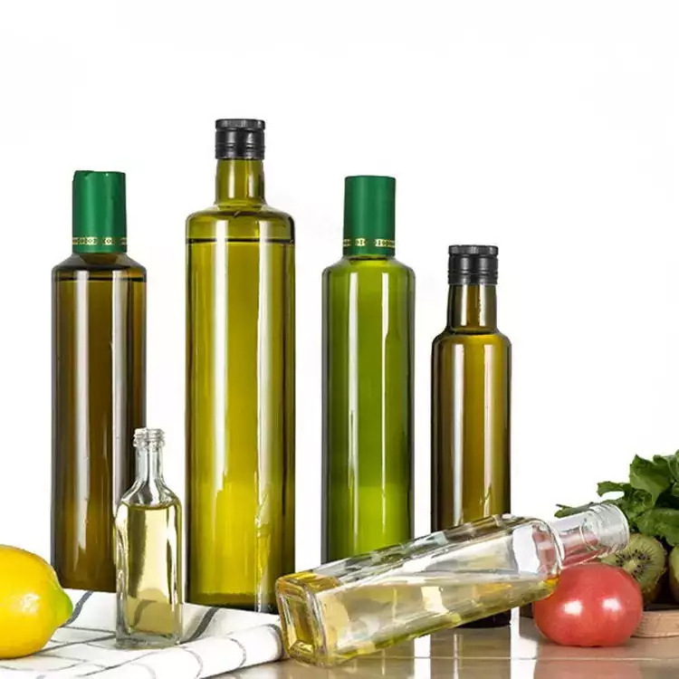 Factory Square Round Green 250ml 500ml 750ml 1000ml Hot sale luxury glass olive oil bottle