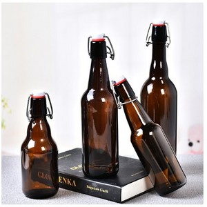 330ml Amber Glass Beer Bottle Sealed Buckle Empty Soda Bottle with swing top