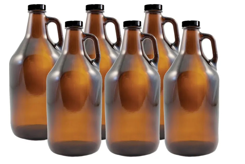 Wholesale 1L 2L 4L Large Capacity Water Amber Glass Wine Beer Growler Half Gallon Jugs Bottles Glass Wine Jars Glass Bottles