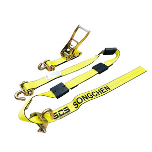 2" Over the Tire Strap Wheel Tie Down Hauler Strap with Swivel J Hook