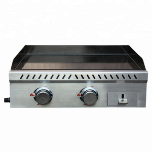 High Quality Kitchen Stainless Steel Table Top Teppanyaki Bbq 2 Burner Plancha Gas Grill