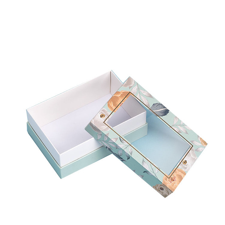 Paper Gift Box With Clear Pvc Window Cardboard Boxes Transparent Packaging Removable Lid