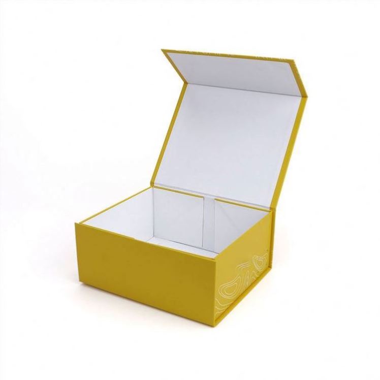 Custom Cardboard Yellow Empty Shoes Packaging Magnetic Gift Box With Ribbon Closures