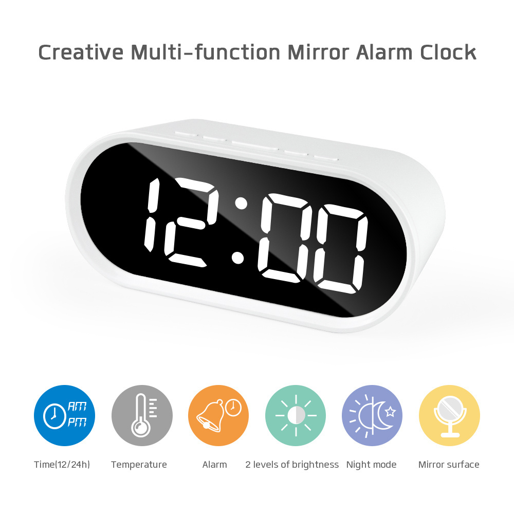 Ellipse Desktop digital LED clock alarm clock with temperature display ET571