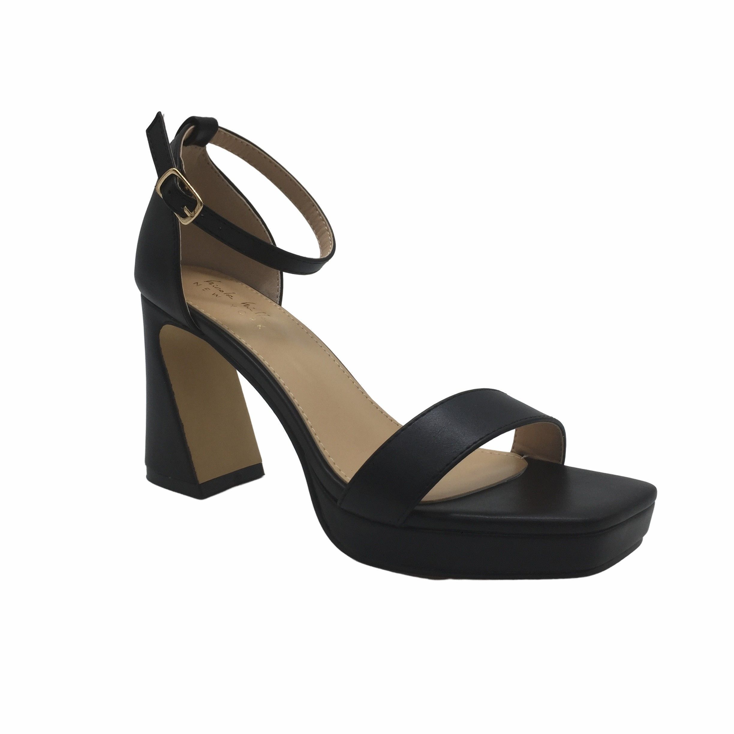 White Sex Black High Block Shoes Wedding Heel Sandal For Woman With Heel, Slip On Block Heel Sandal