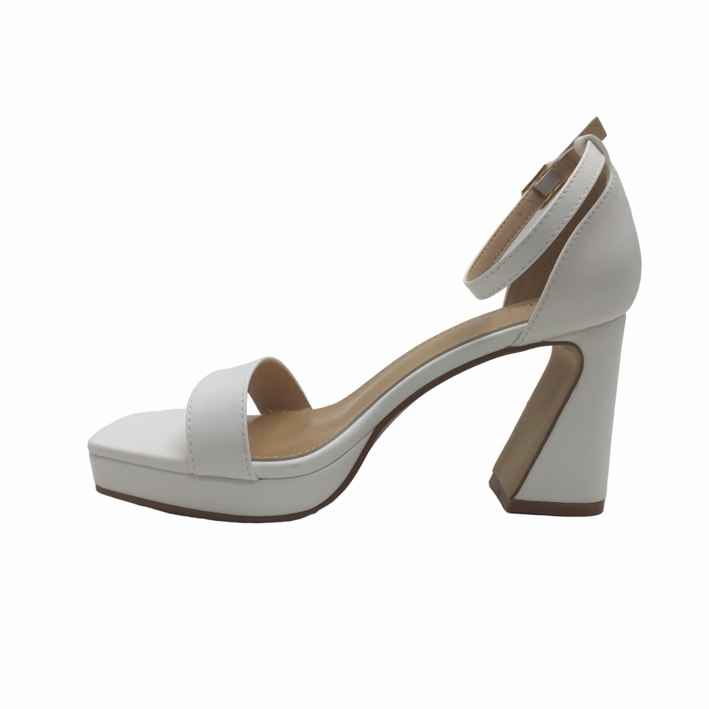 White Sex Black High Block Shoes Wedding Heel Sandal For Woman With Heel, Slip On Block Heel Sandal