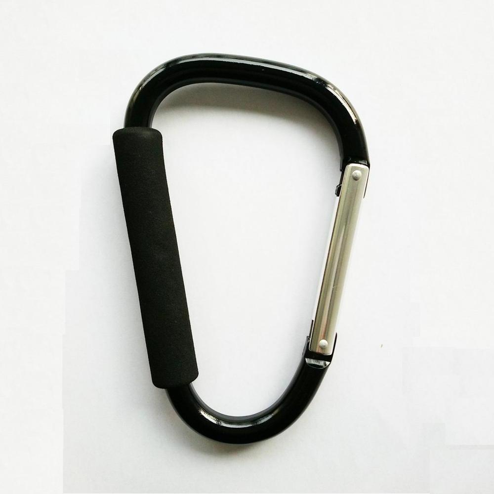 Jumbo heavy outdoor safety strong aluminum carabiner hook with black color foam cushion grip handle not for climbing