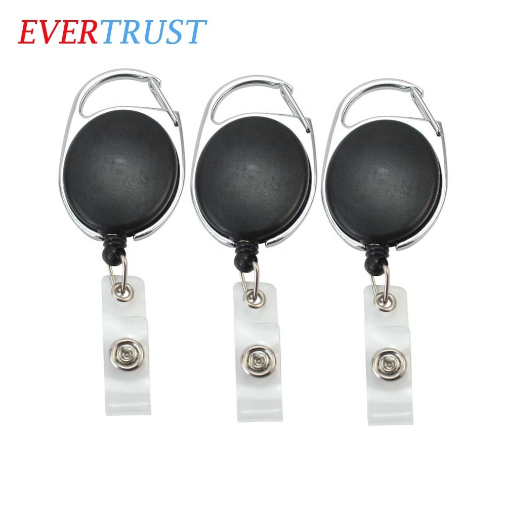 Promotion high quality badge reel holder yoyo retractable carabiner with belt clip