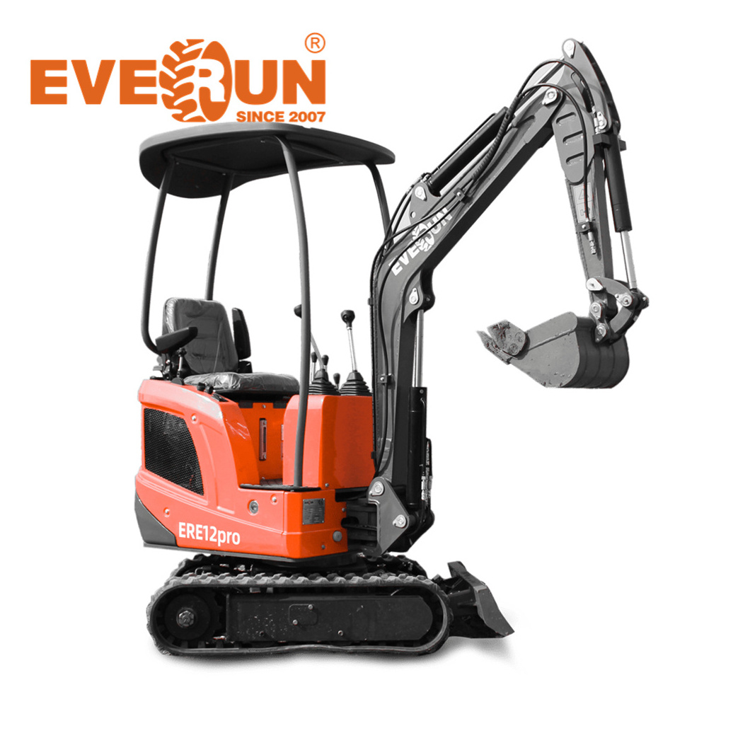 EVERUN ERE12pro machinery mini excavators hydraulic tracked crawler mini excavator mulcher 1 ton small