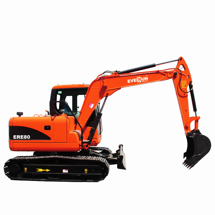 Top quality EVERUN ERE80 heavy equipment hydraulic grapple bucket crawler digging machine 8 ton mini excavator