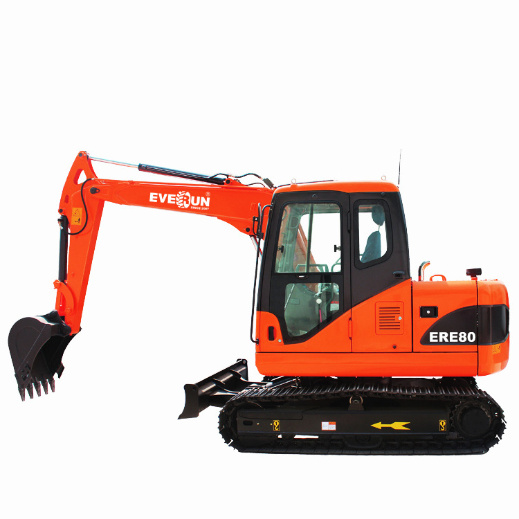 Top quality EVERUN ERE80 heavy equipment hydraulic grapple bucket crawler digging machine 8 ton mini excavator