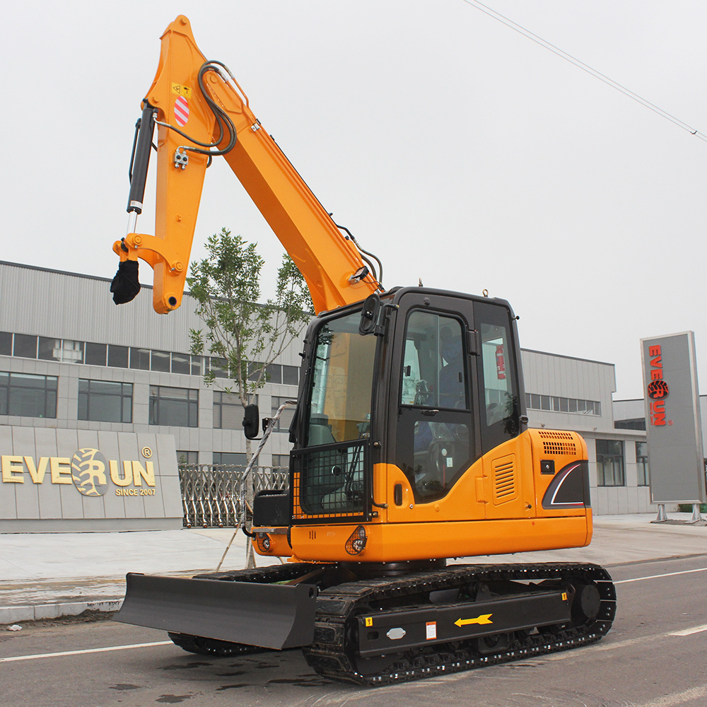 Top quality EVERUN ERE80 heavy equipment hydraulic grapple bucket crawler digging machine 8 ton mini excavator