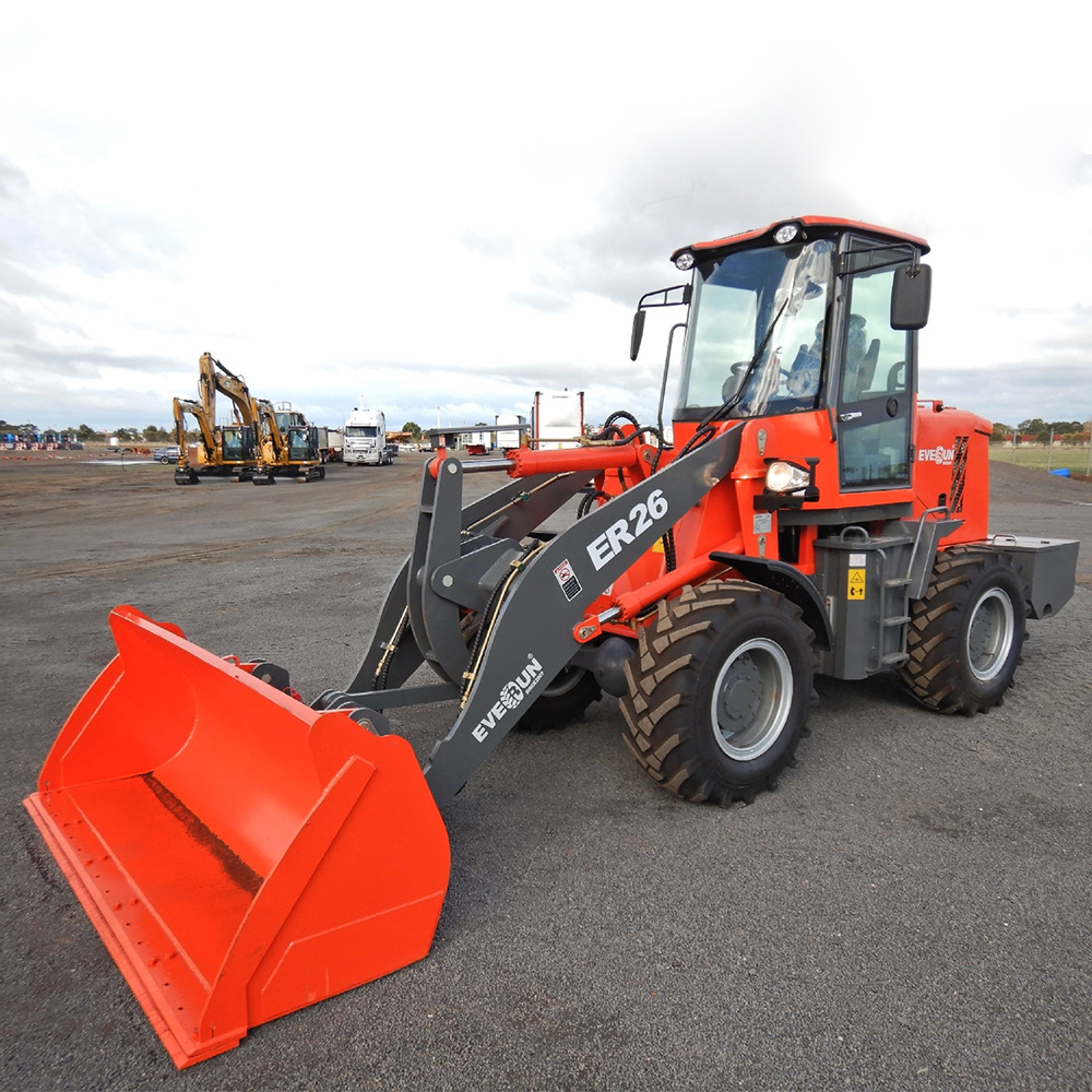 China EVERUN CE ER26 2ton construction transmission articulated price shovel micro bucket mini wheel loader small with snow plow