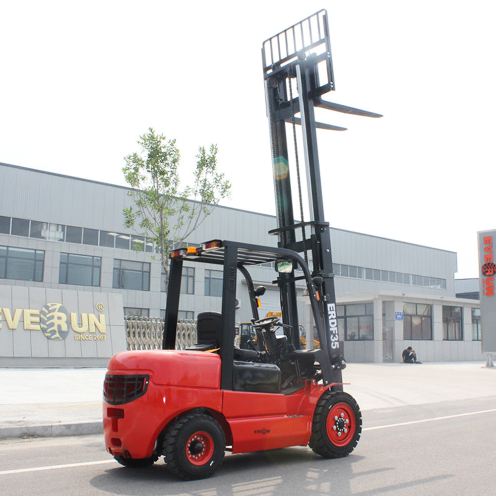 Everun ERDF35 3500kg brand new articulated outdoor industrial import four wheel warehouse small mini diesel forklift for sale