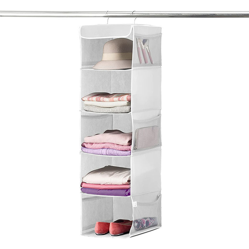 Wholesale Foldable Non-Woven Fabric Closet Storage Wardrobe Closet Space Saving Organizers with Mesh Pocket