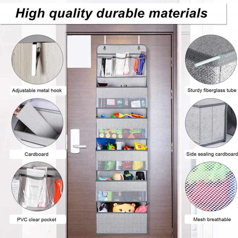 Door Hanging Organizers Closet Cabinet  Storage with 5 Large Pockets and 3 Small PVC Pockets