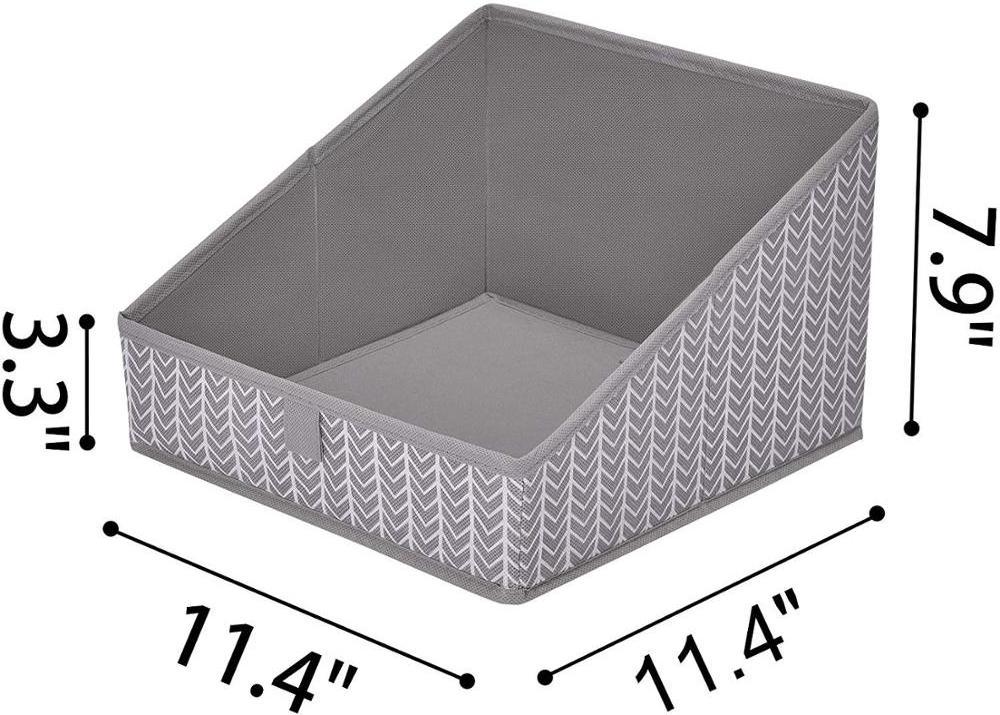 Open Storage Box, Trapezoid Storage Basket, Closet Shelf Storage Bins, Gray/White