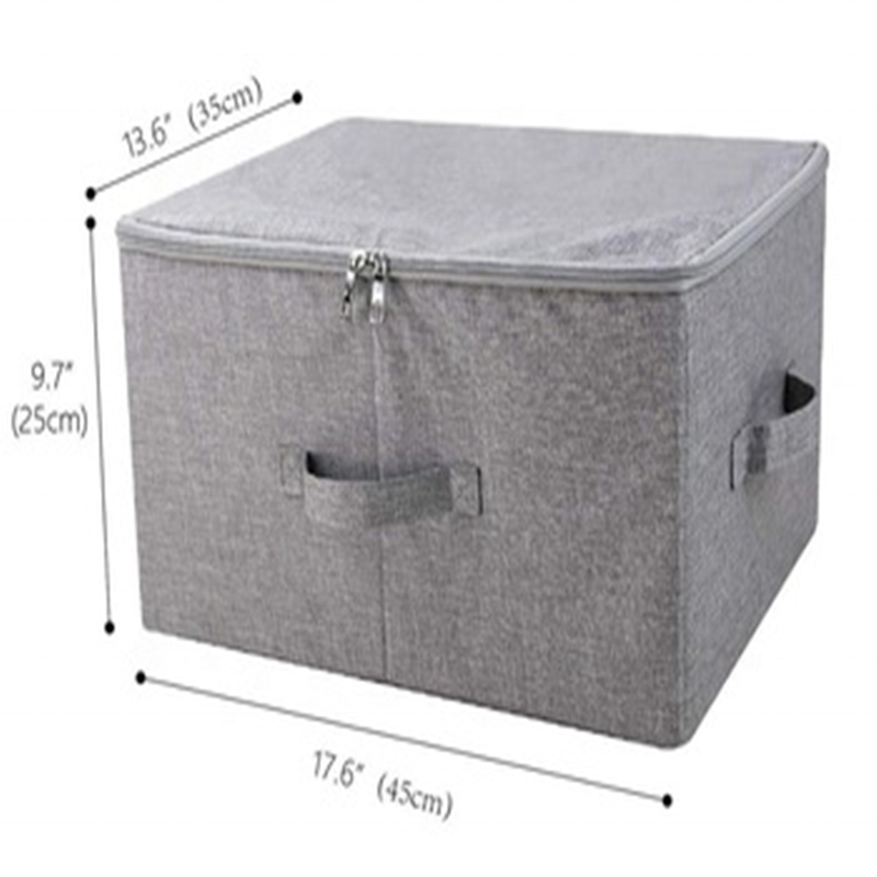 Storage Bins with Zipper Lid Storage Boxes with Handles PP Plastic Board Foldable Lidded Cotton Linen Fabric Home Cubes Baskets