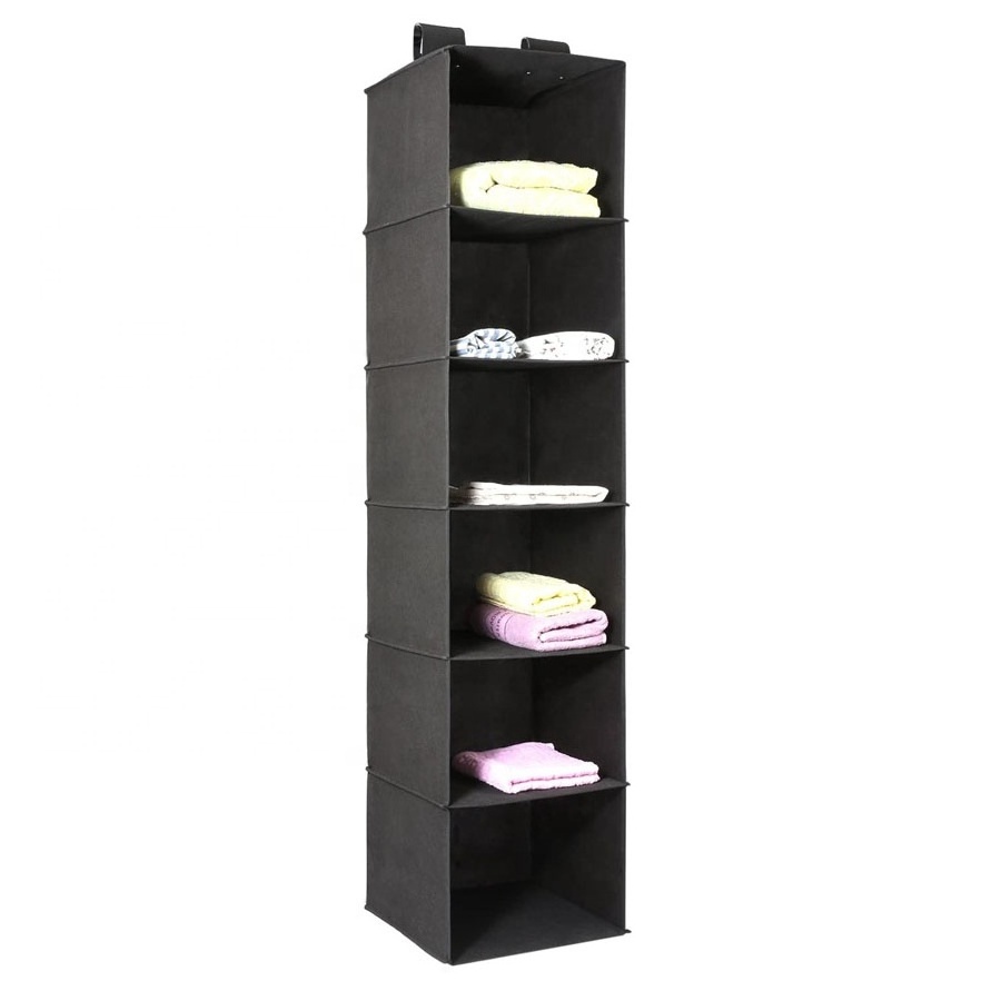 6 Shelf Hanging Organizer, Foldable Closet Shelves,Fabric Storage Bins for bedroom,dorm,home