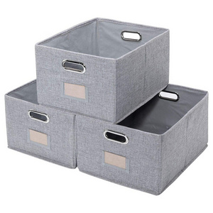 Large Storage Baskets Closet Bins with Labels, 3 Organizer Baskets Bins for Shelves, Foldable Cloth Organizer Bins with Handles