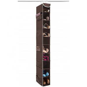 10-Shelf Hanging Closet Shoe Organizer with Side Mesh Pockets, Space Saving Shoe Holder &Storage Great for Shoes Handbags Purses