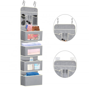 Over Door Organizer Storage for Bedroom Non-Woven Fabric Hanging Organizer Collapsible 4-Shelf Wall Mount Storage for Clothes